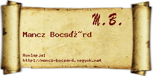 Mancz Bocsárd névjegykártya